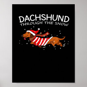 Poster Padrão de Suéter de Natal para Dachshunds Camiseta