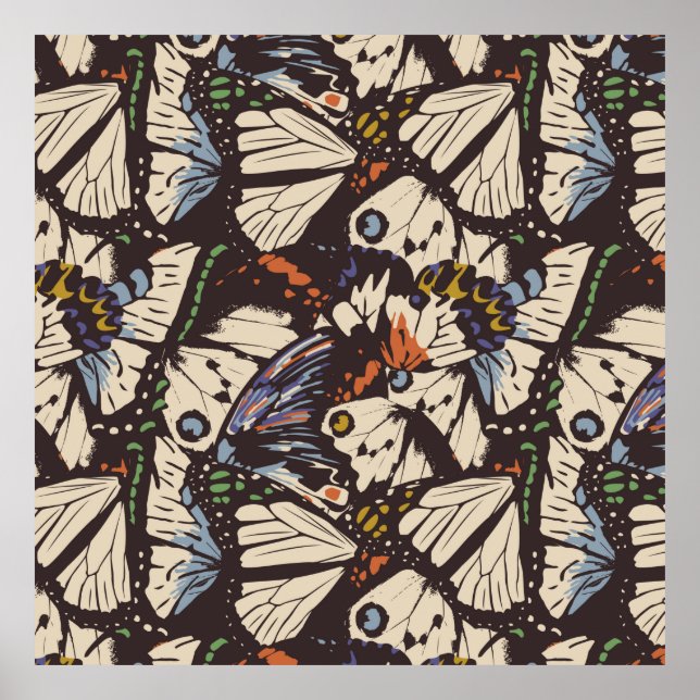 Poster Padrão de superfície das borboletas venenosas. Col (Frente)
