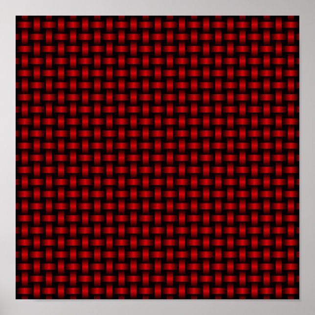 Poster Padrão de Tear Vermelho Preto (Frente)