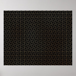 Poster Padrão de tecelagem Dourada do Abstrato moderno E