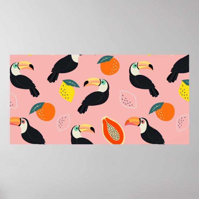 Poster Padrão de tendências com toucador e abstrato tropi (Frente)