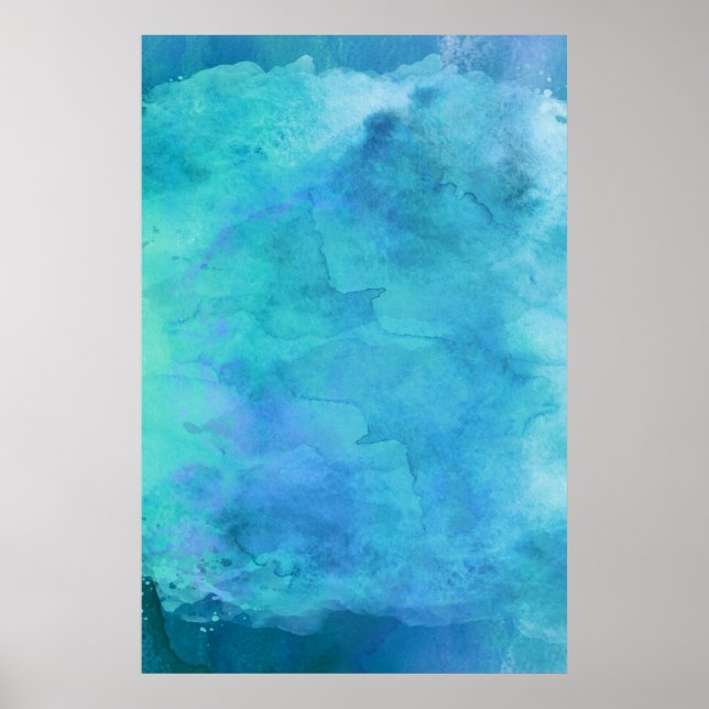 Poster Padrão de Textura de Cor de Água do Teal Azul Aqua (Frente)