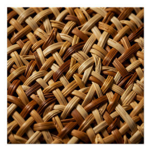 Pôster Padrão de Textura de Trama de Vime de Rattan Natur