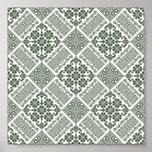 Poster Padrão de Thobe Henna, de Tatreez Verde Azul