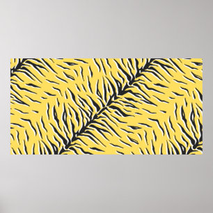 Poster Padrão de tigre preto e amarelo de safena sem cos