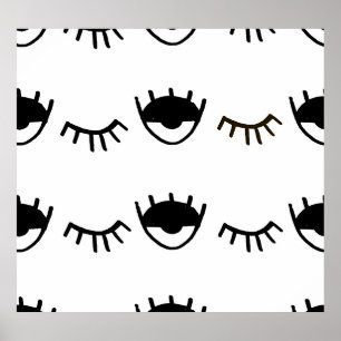 Poster Padrão de Tinta dos Olhos Pintados à Mão