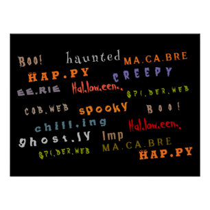 Pôster Padrão de Tipografia Divertida e Colorida, Hallowe