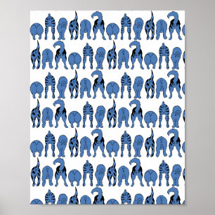 Poster Padrão de Traseros de Cachorro Azul