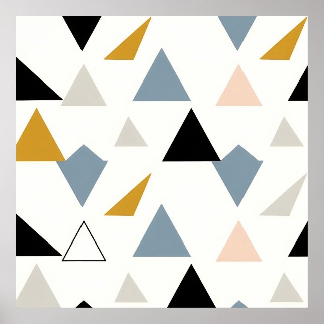 Poster Padrão de Triângulos Geométricos Modernos (Frente)