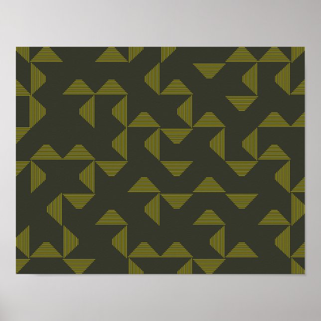 Poster Padrão de triângulos verdes, legal, únicos, de ten (Frente)