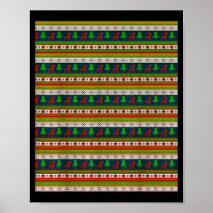 Poster Padrão de Tricô Rena e Árvore de Natal