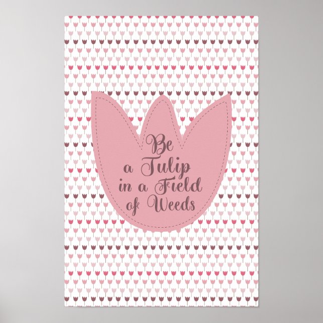 Poster Padrão de Tulipas Rosa Simples (Frente)