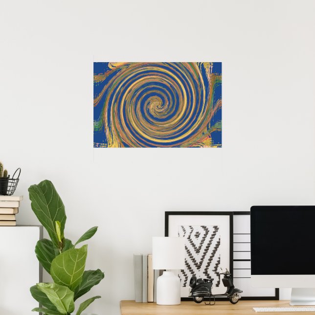 Poster Padrão de Twirl de Ondas Coloridas (Escritório em casa)