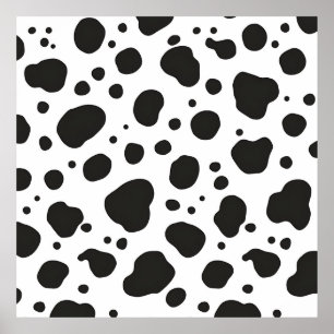 Poster Padrão de Vaca Preto e Branco