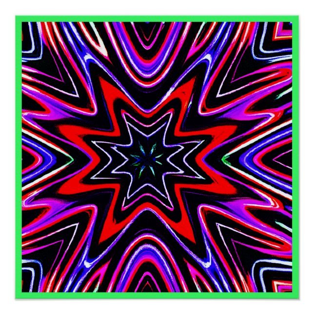 Pôster Padrão de Vibrações Neon Coloridas (Frente)