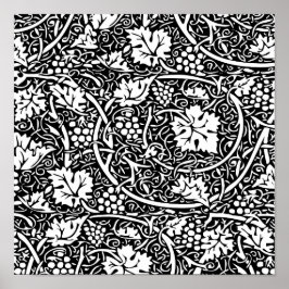 Pôster Padrão de videira preta e branca de William Morris