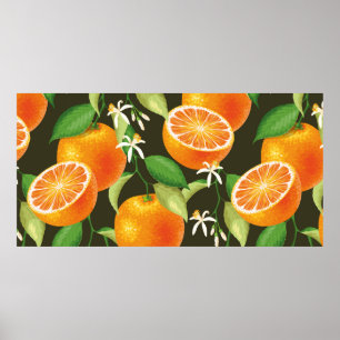 Poster Padrão de vinheta com laranja