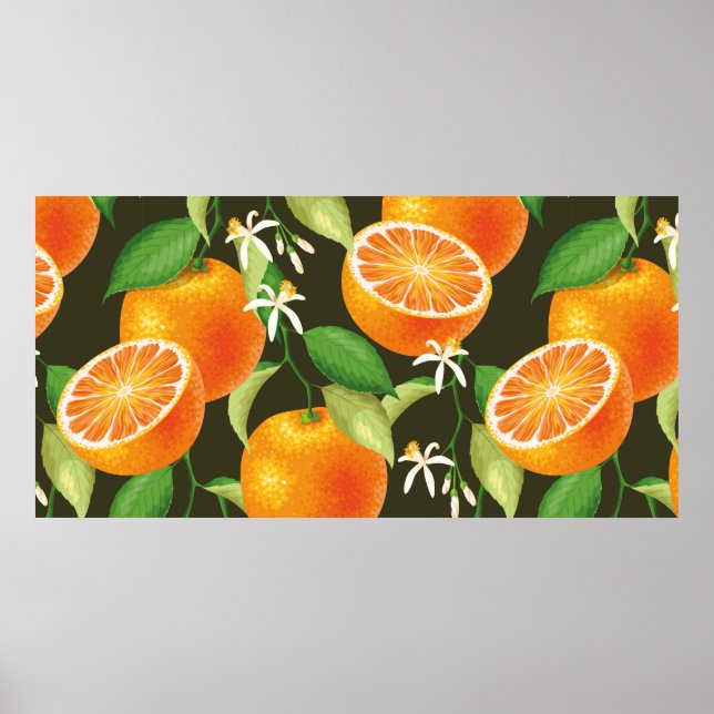 Poster Padrão de vinheta com laranja (Frente)