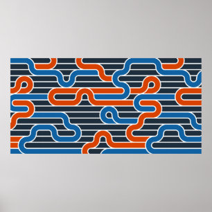 Poster Padrão de vintagem sem costura articulada com linh