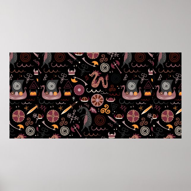 Poster Padrão de visualização sem costura design gráfico (Frente)