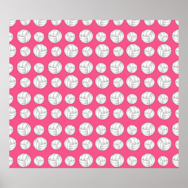 Poster Padrão de volicbolas cor-de-rosa (Frente)