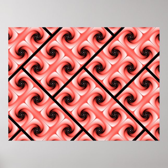 Poster Padrão de Voluta de Amora e Preto (Frente)