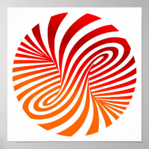 Poster Padrão de Vortex Vermelho e Branco - Ilusão Ópt