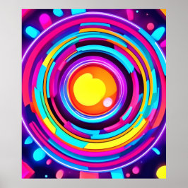 Poster Padrão de Vórtice de Círculo Neon