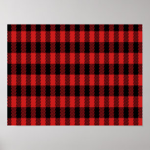 Poster Padrão de Xadrez de Buffalo Vermelho