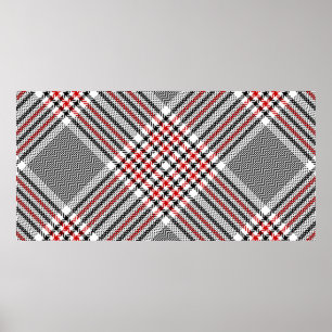 Poster padrão de xadrez Glen. Tar preto, vermelho, branco