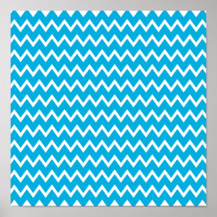 Poster Padrão de Zigzag azul e branco