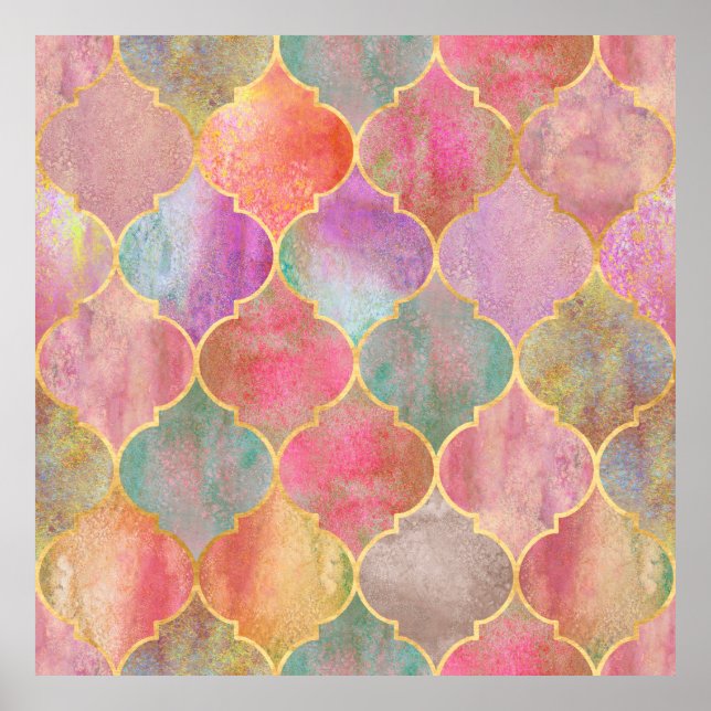 Poster Padrão decorativo de marroquina vítrea sem descont (Frente)