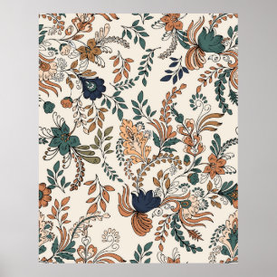 Poster Padrão decorativo de vinheta uniforme pequeno