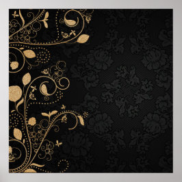 Poster Padrão Decorativo Preto e Dourado