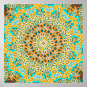 Poster Padrão decorativo ventilado. Islã, árabe, indiano,