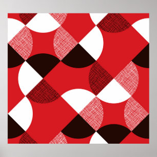 Poster Padrão Dinâmico Diagonal Texturizado Vermelho