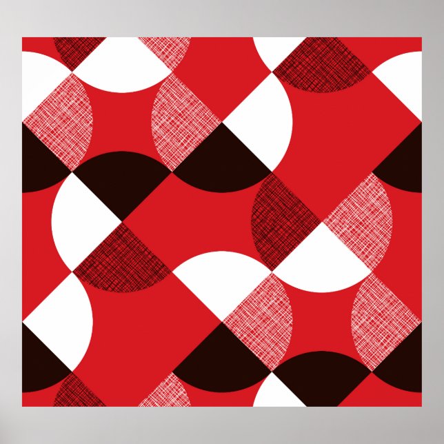Poster Padrão Dinâmico Diagonal Texturizado Vermelho (Frente)