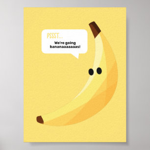 Poster Padrão divertido de festa com piadas de banana col