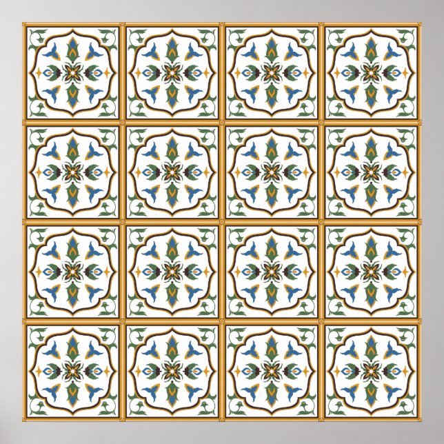 Poster Padrão do Azulejo Português - Azulejos de Portugal (Frente)