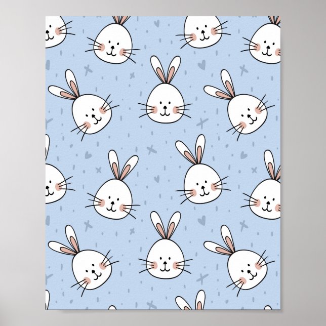 Poster Padrão do coelho coelho adorável (Frente)