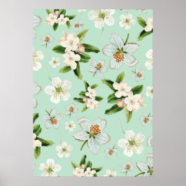 Poster Padrão do Flor de Primavera de Vintage