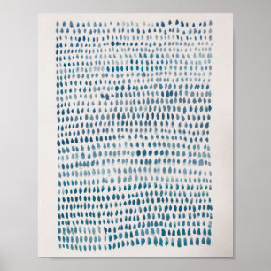 Poster Padrão do Oceano Abstrato de Vidro Azul