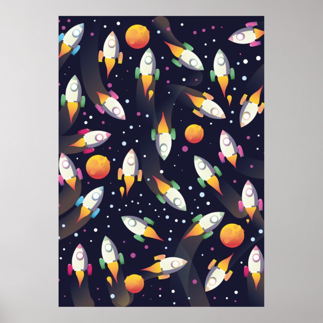Poster Padrão dos foguetes de espaço retrorreflector. (Frente)
