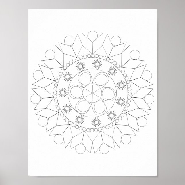 Poster - Padrão Elegante de Mandala para Cor (Frente)