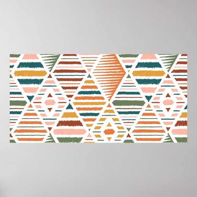 Poster Padrão Etônico Tribal Argyle Sem Olhos. Tradiciona (Frente)