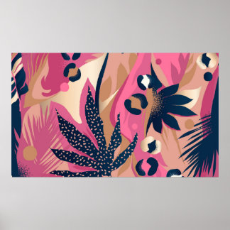 Poster Padrão exótico moderno com pele-leopardo. Criativo