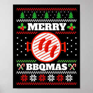 Poster Padrão Festivo de Natal Advento Churrasco na Grelh
