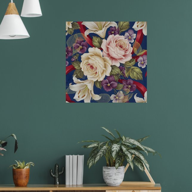 Poster Padrão Floral (Sala de Estar 1)