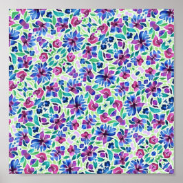 Poster Padrão Floral Abstrato - Cartaz