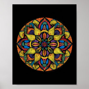 Poster Padrão Floral Abstrato de Mandala de Geometria Sag